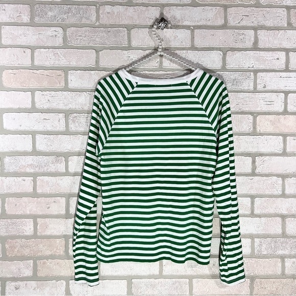 South Parade Lenny Palm Tree Green and White Stripe Long Sleeve Top Size S - Picture 7 of 10